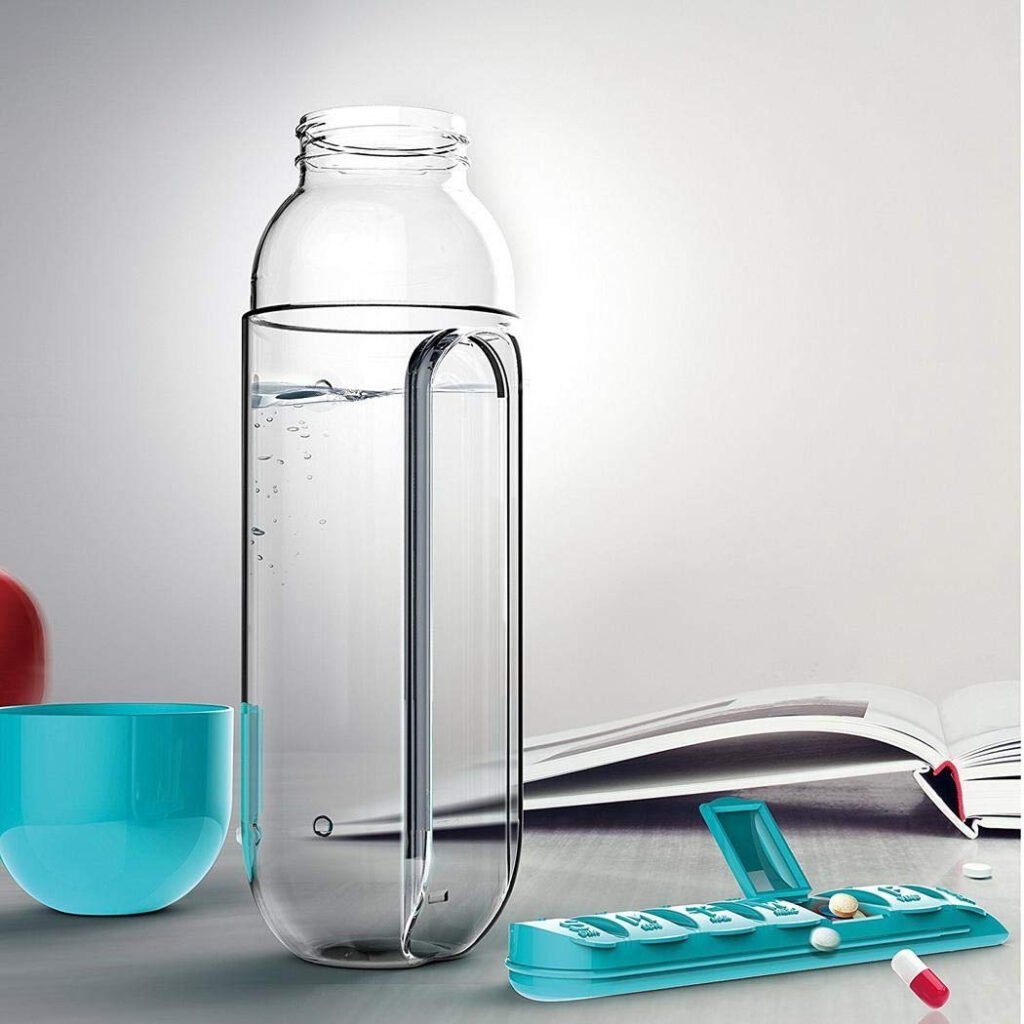 Organisateur de médicaments et bouteille d’eau portable 600ML