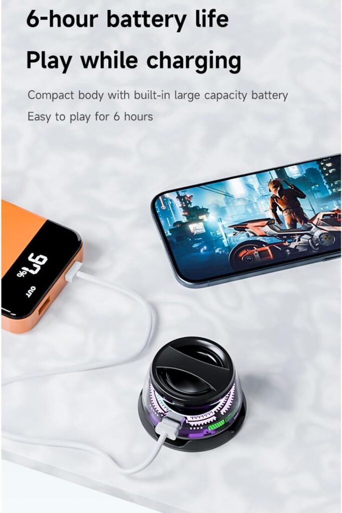Mini Haut-Parleur Bluetooth 5.3 Magnétique – Son 3D Immersif, Éclairage RGB