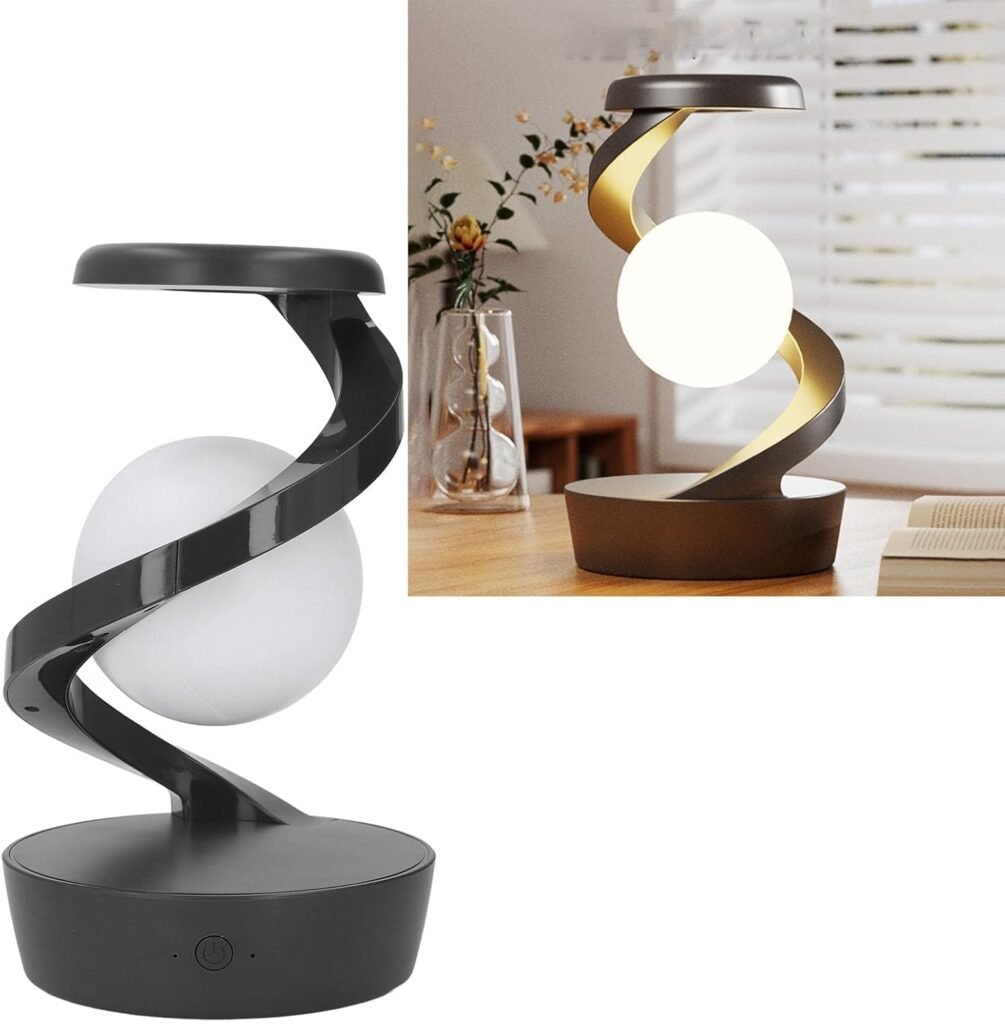 Lampe de Chevet Spirale Moderne Veilleuse RGB 7 Couleurs Sans Fil Rechargeable