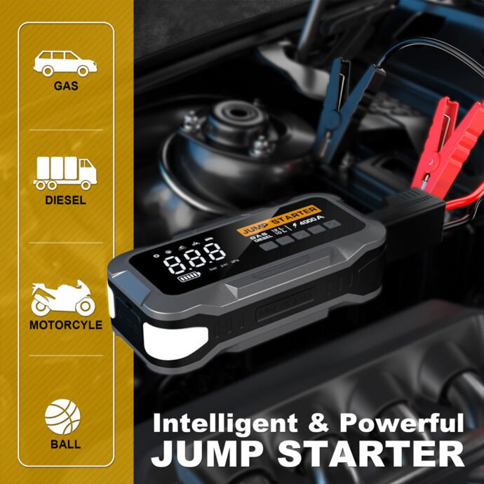 ⁦Compresseur Voiture Beetro BE0149 4-en-1 Avec Booster Batterie 24000mAh⁩ - الصورة ⁦4⁩