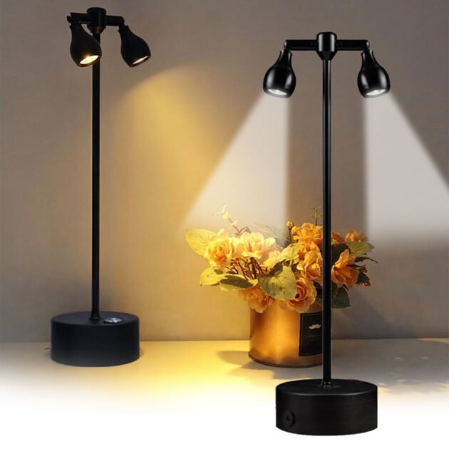 Lampe de Bureau Rétro à Double Tête Rotative