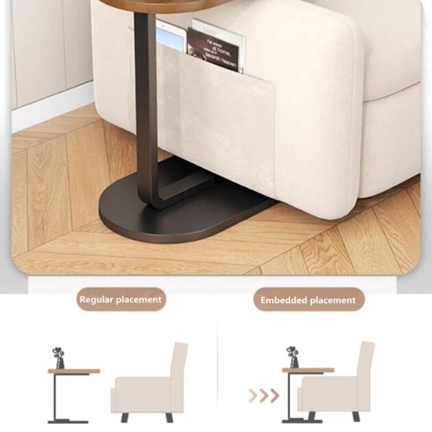 Table d’Appoint en Bois en Forme de C – Élégance et Praticité