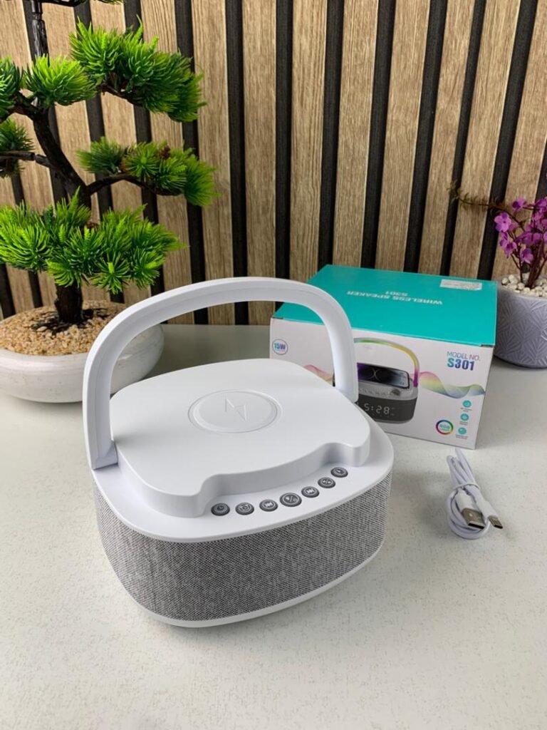 Haut-Parleur Bluetooth Portable S301 à LED RGB avec Chargeur Sans Fil 15W