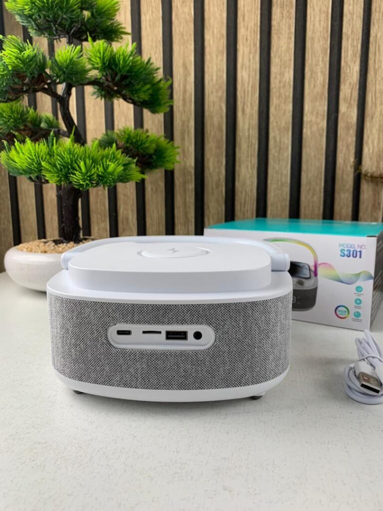 Haut-Parleur Bluetooth Portable S301 à LED RGB avec Chargeur Sans Fil 15W