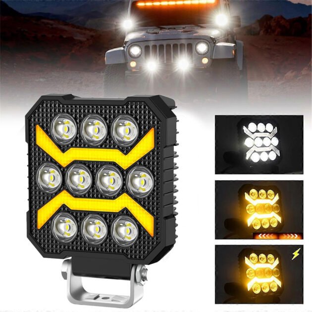 Phare LED Anti-brouillard avec 5 Modes d’éclairage 12V-24V IP68 étanche