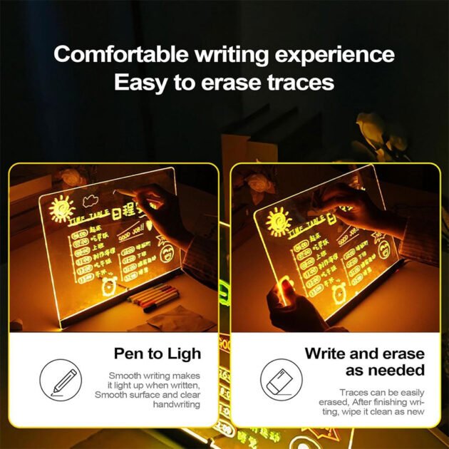 Tableau à Dessin LED Coloré avec 4 stylos et Support