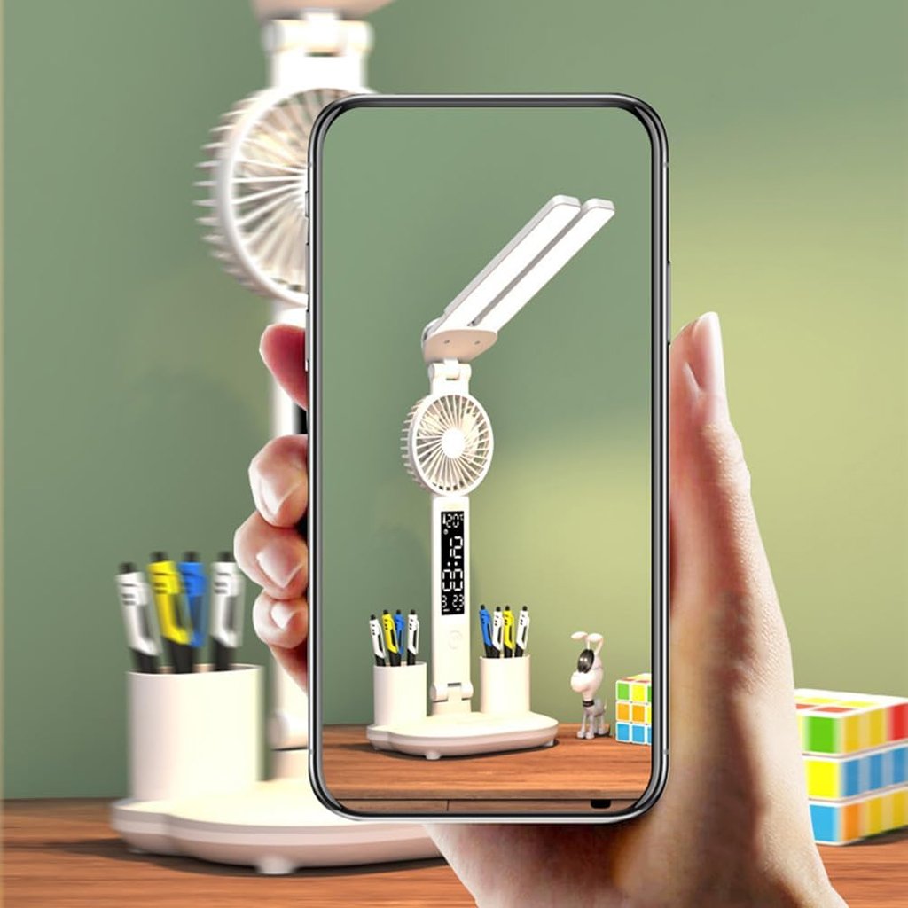 Lampe de Bureau LED Double Tête – Éclairez, Rafraîchissez et Organisez votre Espace - الصورة 3