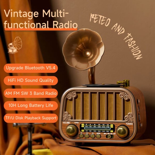 Radio Rétro MD-1319BT sans fil Bluetooth FM - الصورة 3