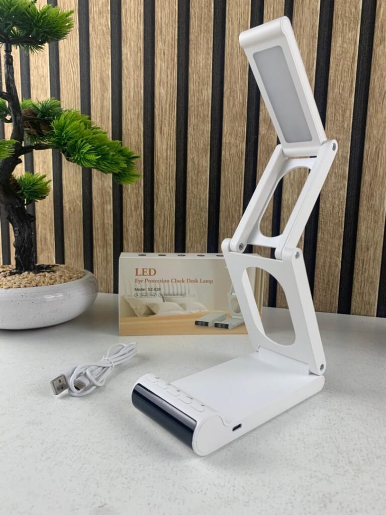 Lampe de bureau rechargeable sans fil avec réveil LED et power bank 5000 mAh