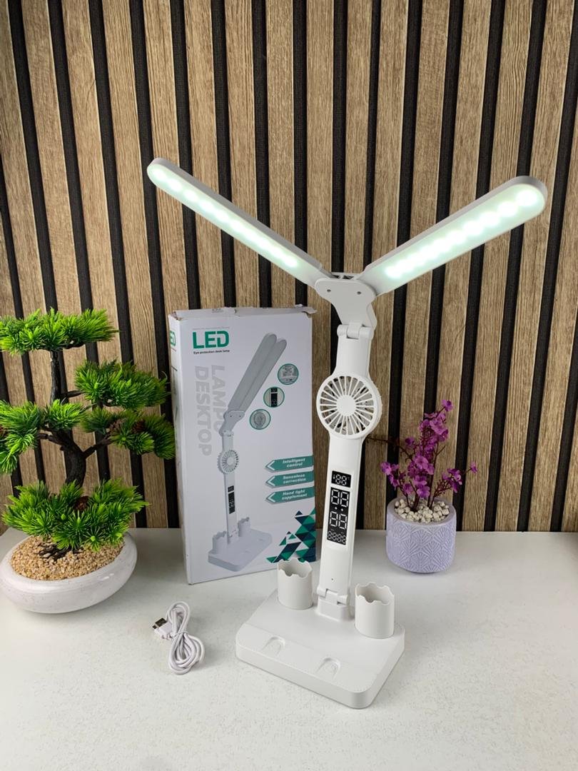 Lampe de Bureau LED Double Tête – Éclairez, Rafraîchissez et Organisez votre Espace - الصورة 7