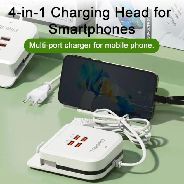 Station de charge rapide universelle multiports 4 USB + Câble Type-C