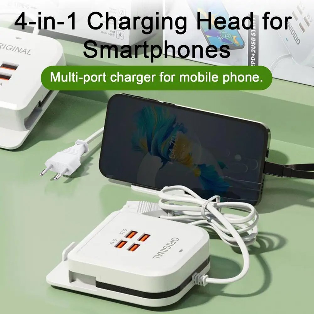 Station de charge rapide universelle multiports 4 USB + Câble Type-C