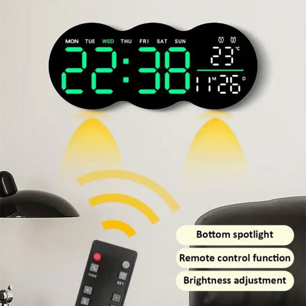 Horloge Murale Numérique à LED YX-2808 avec Télécommande – Élégance, Clarté et Technologie