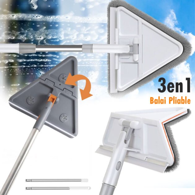 Vadrouille Pliable 180° avec Grattoir – Nettoyage Intelligent des Surfaces