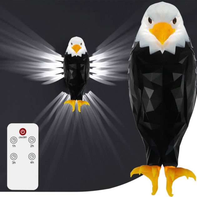 Applique Murale Aigle Lumineux – Lampe LED Rechargeable avec Télécommande & Effet Ailes