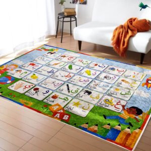 Tapis Éducatif Enfant 150×125 cm – Motifs Ludiques et Colorés, Doux