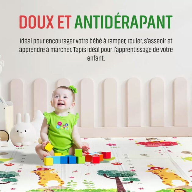 Tapis de Jeu Bébé Humbi pliable double face imperméable – Douceur, Sécurité & Apprentissage