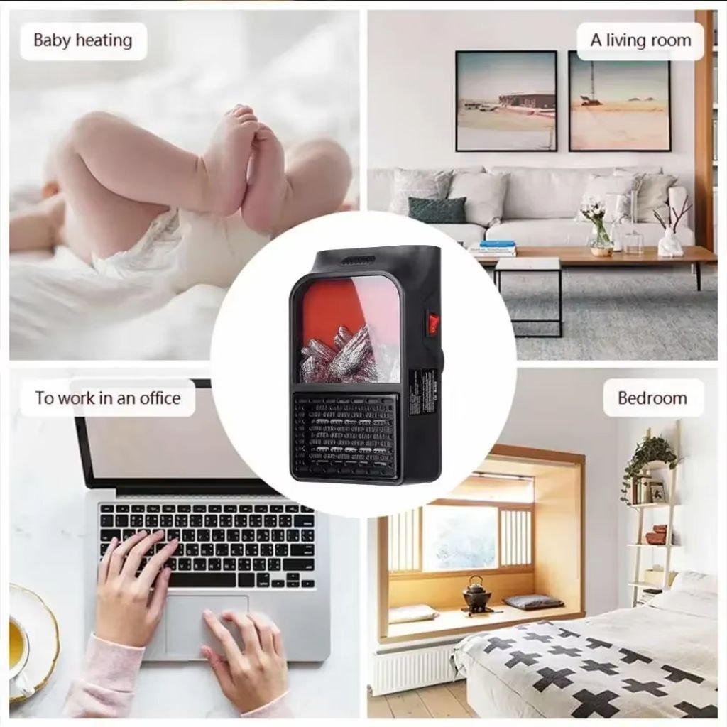 Chauffage Électrique Portable avec Effet Flamme 3D – Ambiance Feu de Cheminée - الصورة 5