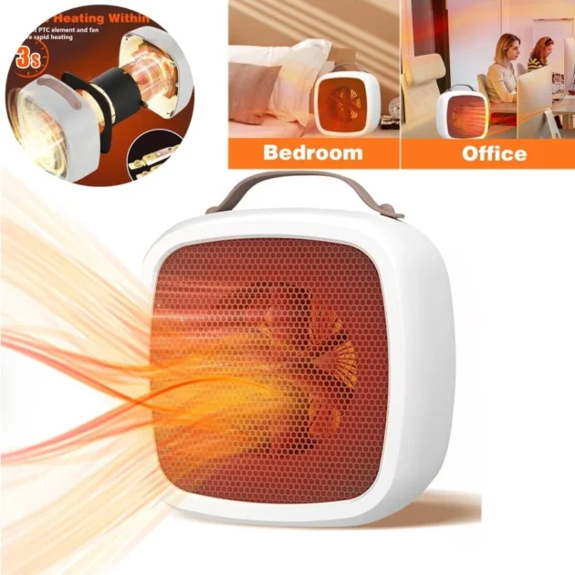 Mini Chauffage Céramique Portable 3s – Chauffage Instantané & Sécurisé pour Intérieur