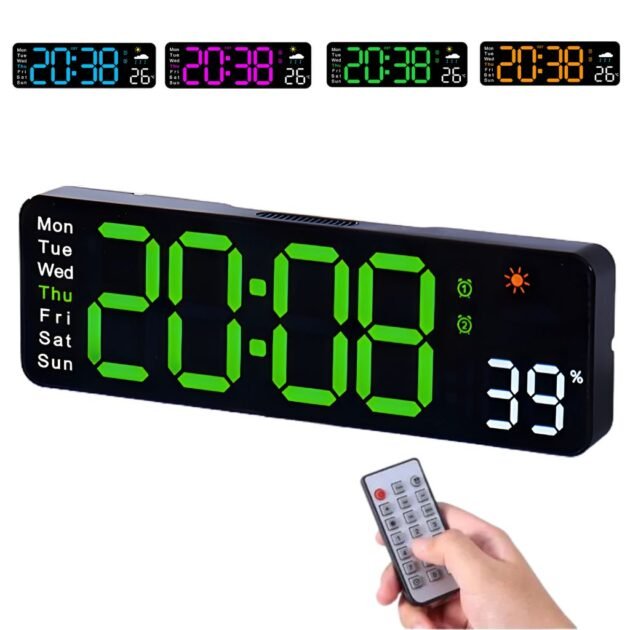 Horloge Numérique Murale LED 6656 avec Affichage Température – L’heure, la clarté et le style réunis !