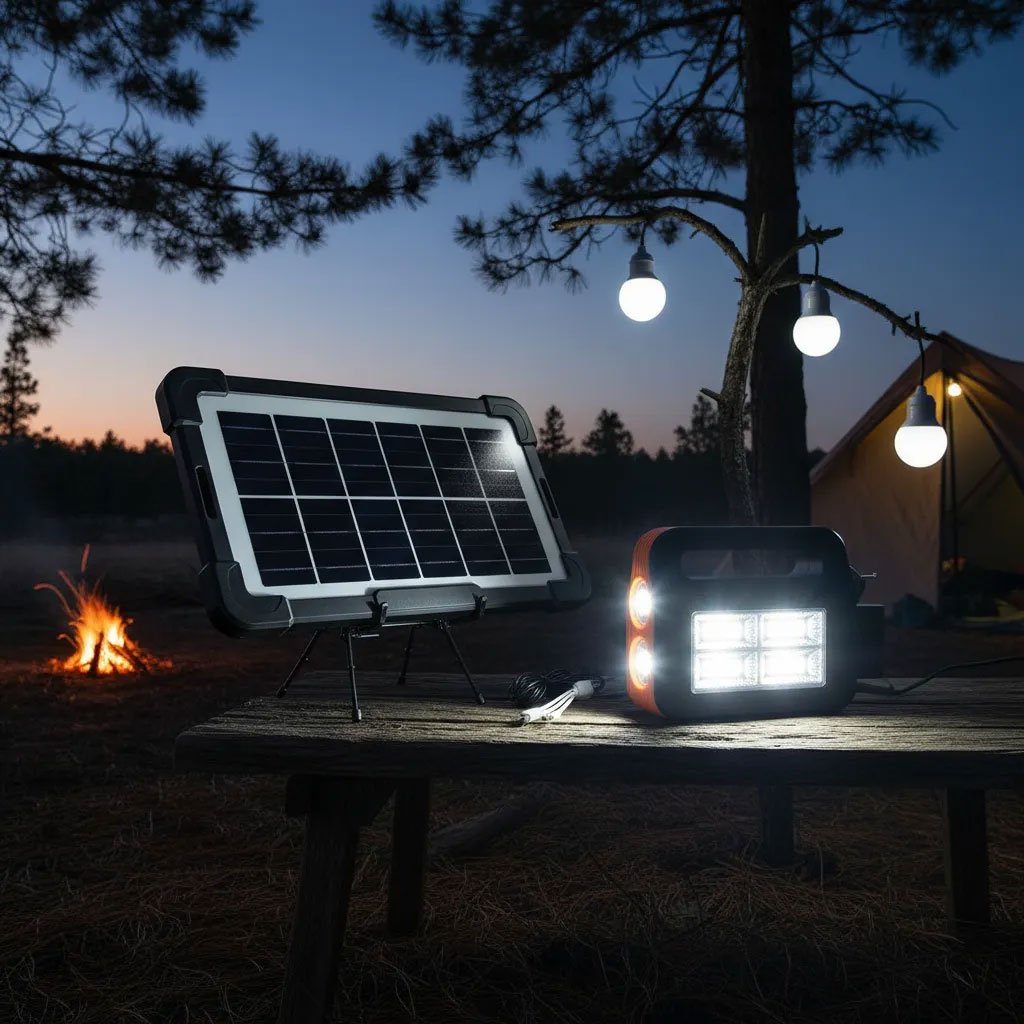 Kit Panneau Solaire Portable avec Torche LED et 2 Lampes - الصورة 5
