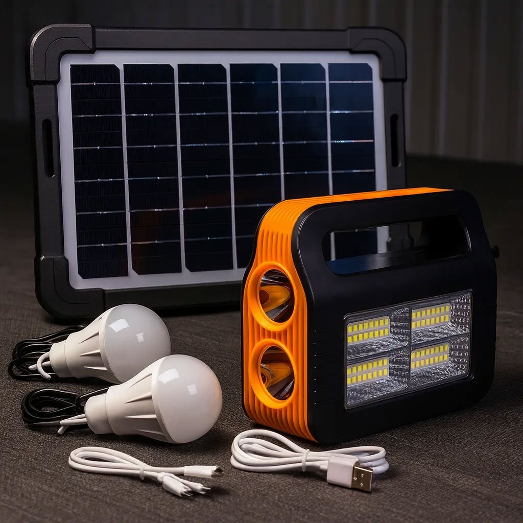 Kit Panneau Solaire Portable avec Torche LED et 2 Lampes - الصورة 6
