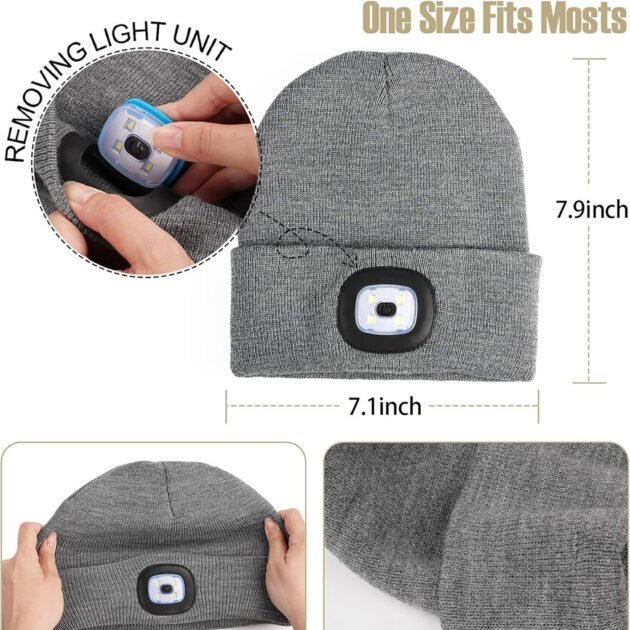 Bonnet d’Hiver LED Rechargeable – Chaleur Max & Lumière Puissante 3 Niveaux