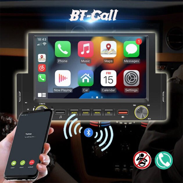 Autoradio à Écran Tactile avec Apple CarPlay, Android Auto & GPS Intégré