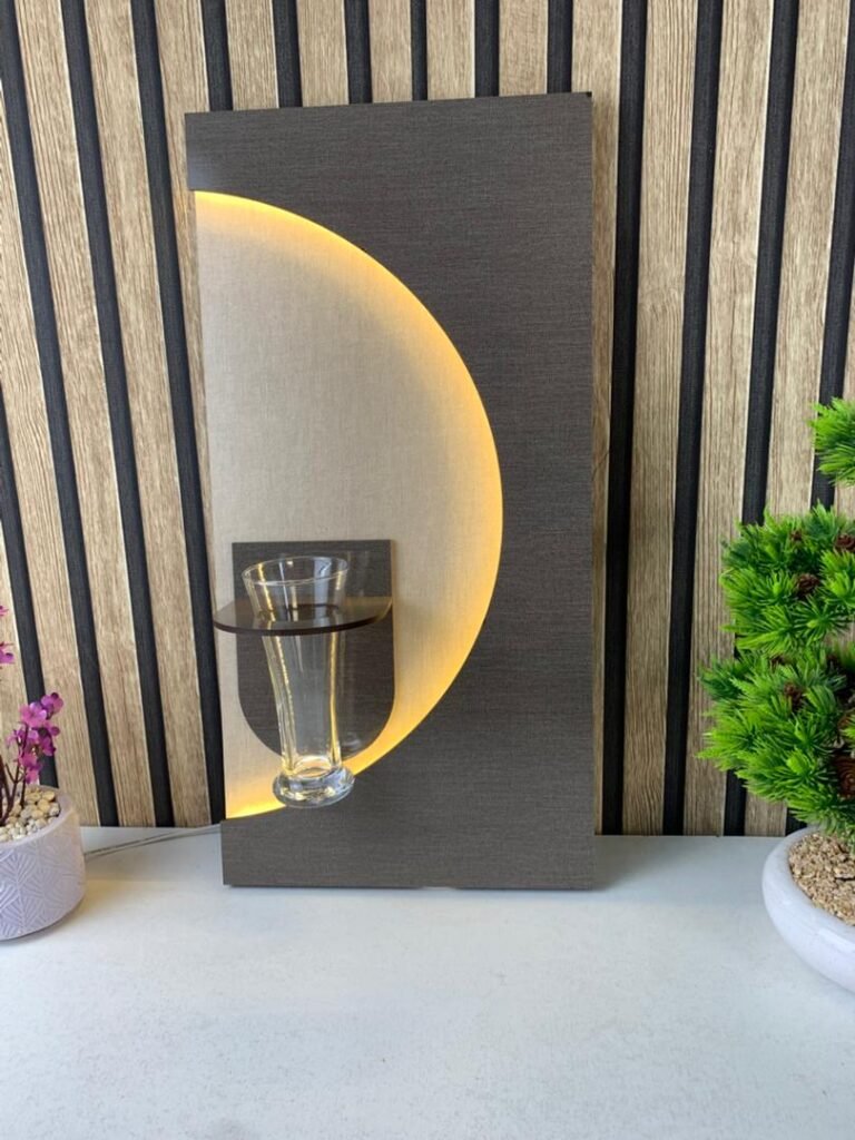 Panneau mural décoratif avec éclairage LED design moderne en bois V4 – L’art de la nature illuminée