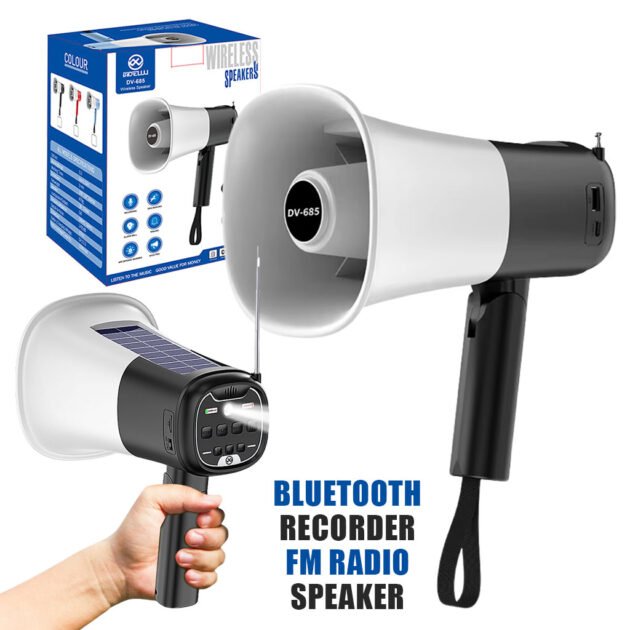 Mégaphone Solaire Portable avec Bluetooth V5.3 & Enregistrement