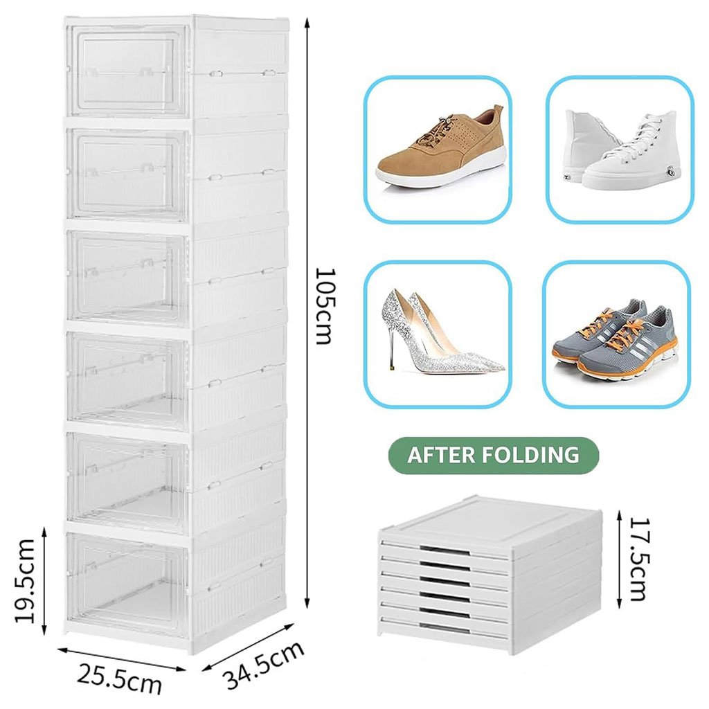 Étagère à Chaussures Pliable Transparente – Organisateur Gain de Place Transparent - الصورة 8