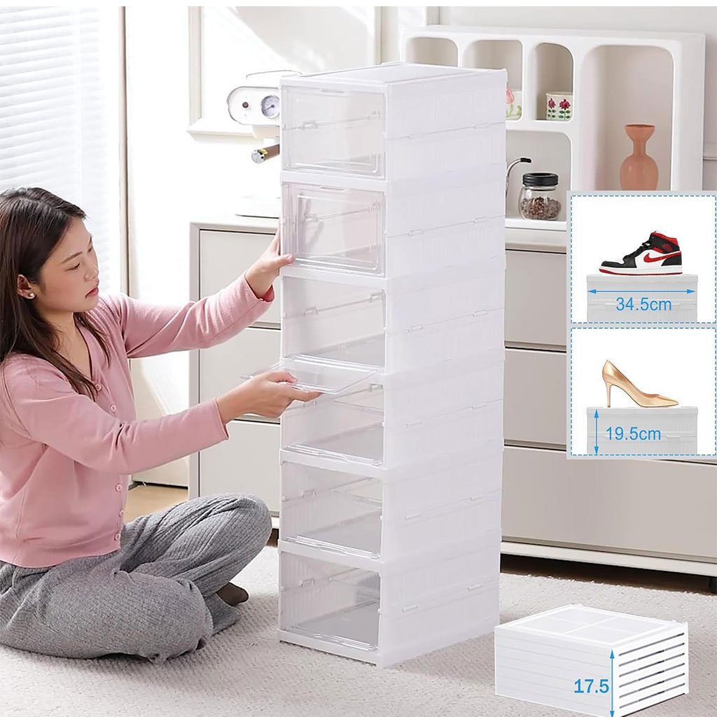 Étagère à Chaussures Pliable Transparente – Organisateur Gain de Place Transparent - الصورة 4