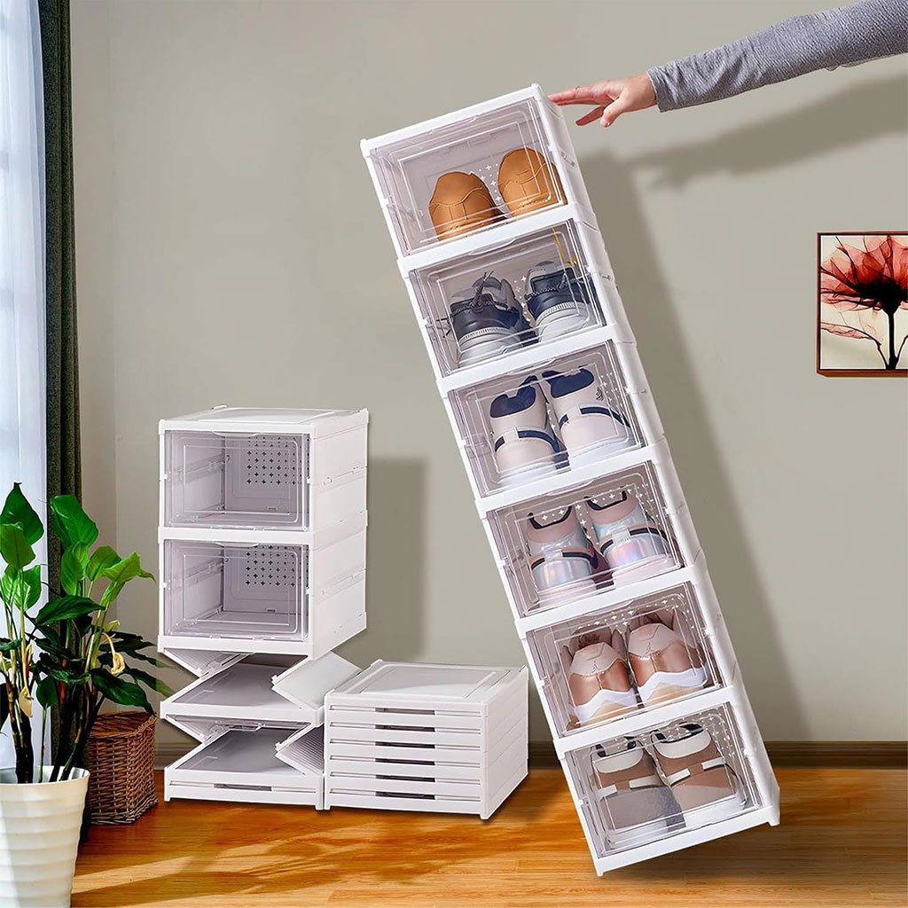 Étagère à Chaussures Pliable Transparente – Organisateur Gain de Place Transparent - الصورة 3