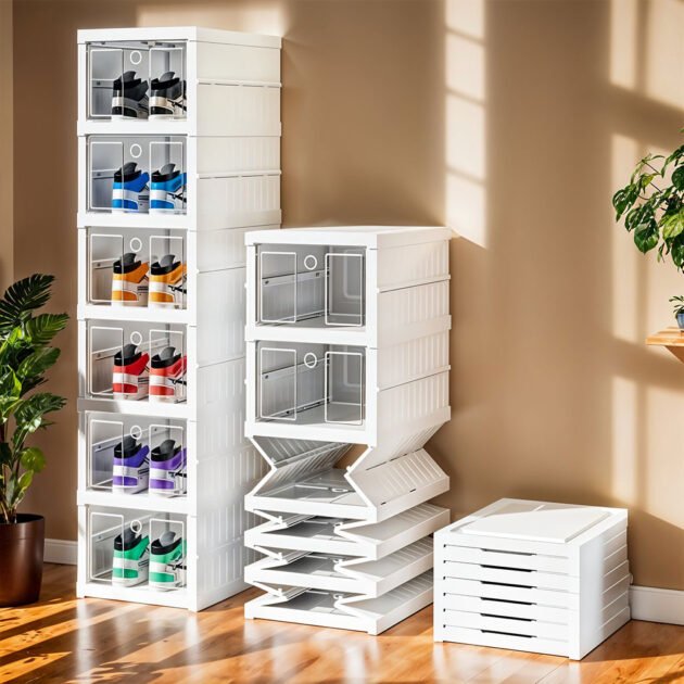 Étagère à Chaussures Pliable Transparente – Organisateur Gain de Place Transparent