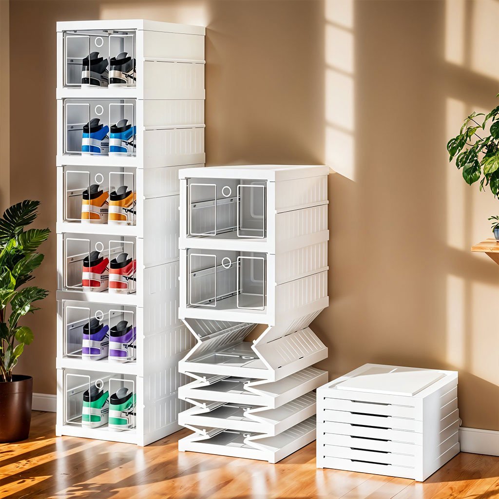 Étagère à Chaussures Pliable Transparente – Organisateur Gain de Place Transparent