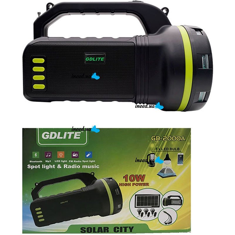 Système d’Éclairage Solaire avec Haut Parleur Bluetooth GDLITE GD-2000A - الصورة 2