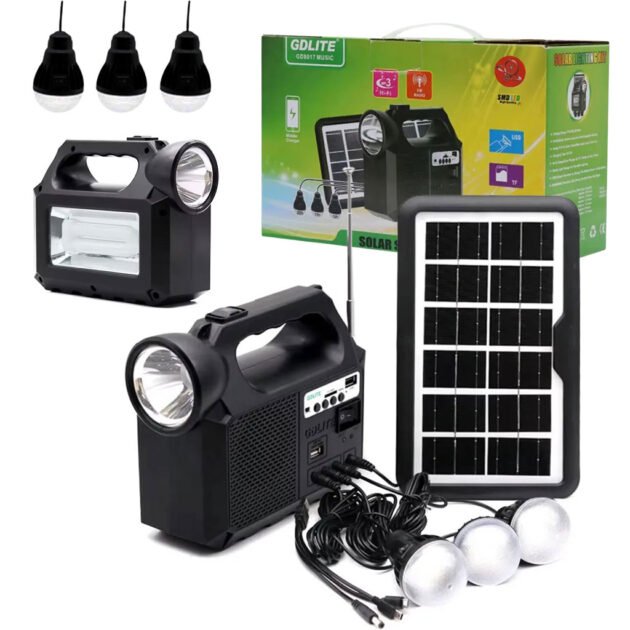 Système d’Éclairage Solaire avec Haut Parleur Bluetooth GDLITE GD8017