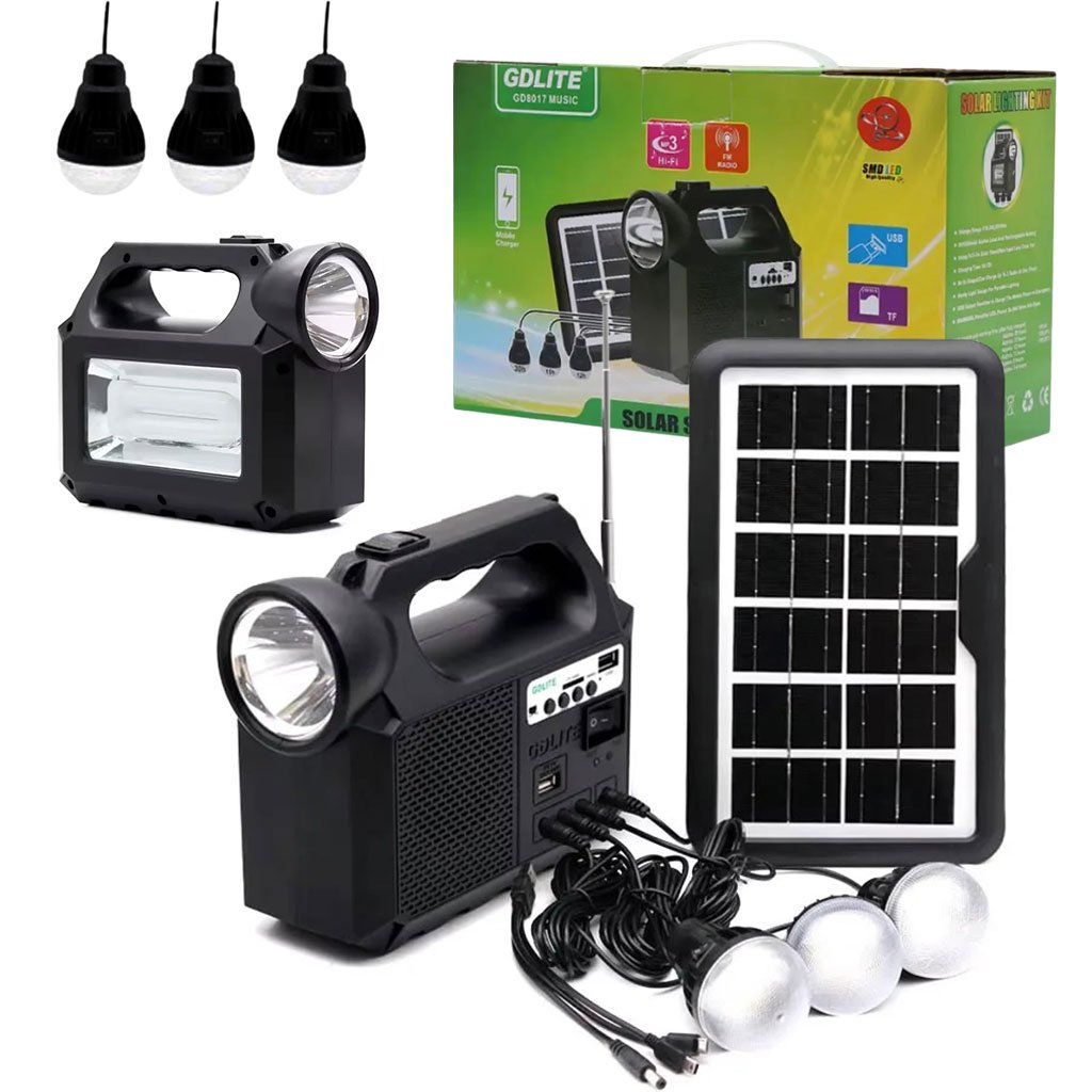 Système d’Éclairage Solaire avec Haut Parleur Bluetooth GDLITE GD8017