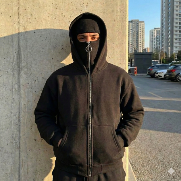 Balaclava Ninja Zipper Hoodie | Veste Ninja confortable pour l'hiver