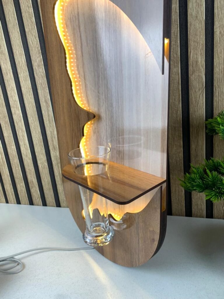 Tableau Mural Lumineux Bois Naturel – Élégance, lumière et nature dans votre intérieur