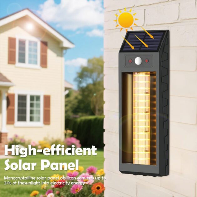 Lanterne Murale Solaire avec Lumières Colorées & Détecteur de Mouvements