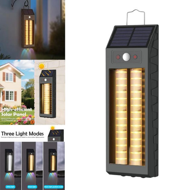 Lanterne Murale Solaire avec Lumières Colorées & Détecteur de Mouvements