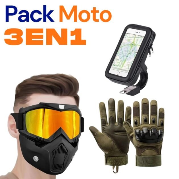 Kit Accessoires Moto Anti-Pluie V2 – Masque, Gants & Support Téléphone Étanche
