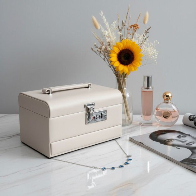 Boîte à Bijoux Multi-Compartiments avec Miroir et Serrure