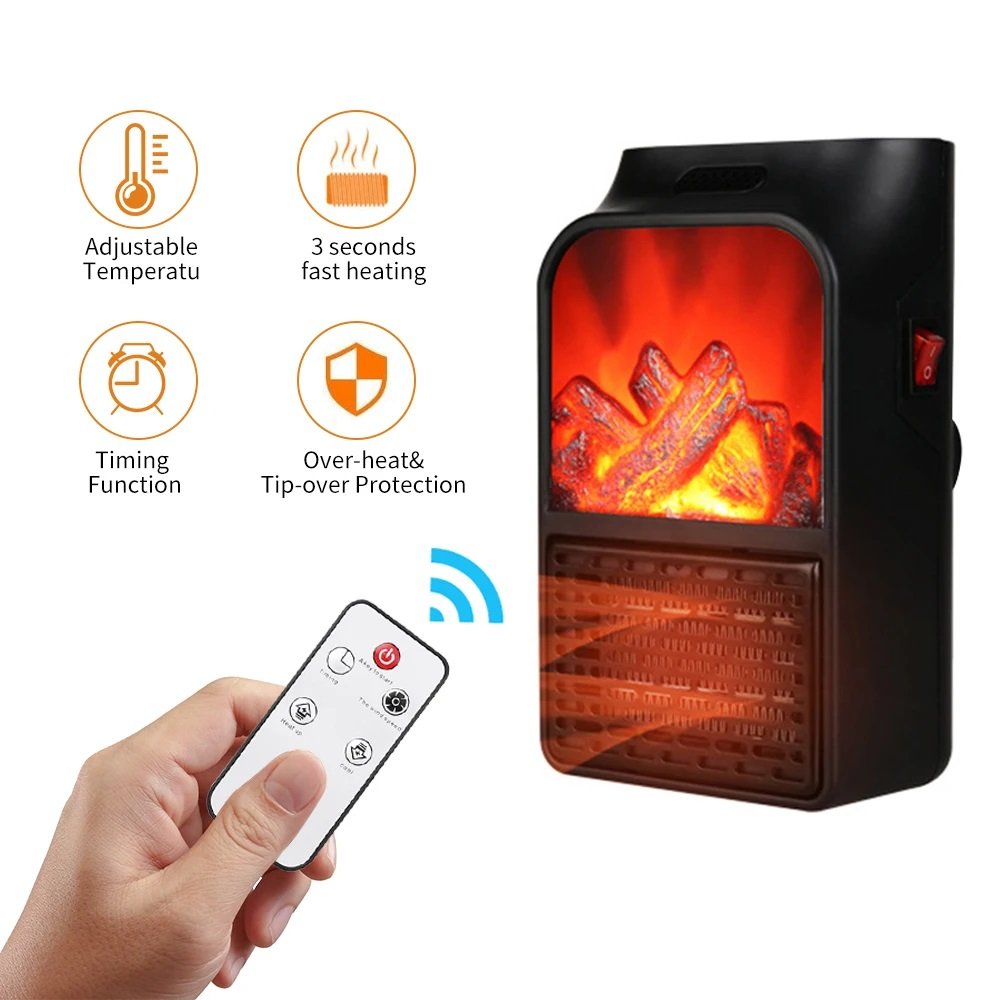 Chauffage Électrique Portable avec Effet Flamme 3D – Ambiance Feu de Cheminée