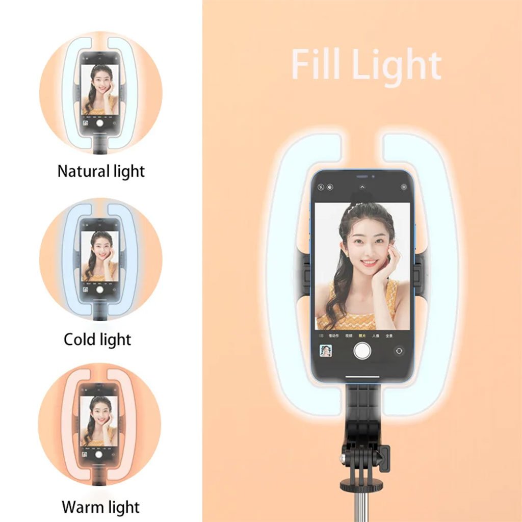 Perche à Selfie Extensible avec Support Téléphone & Lampe LED - الصورة 7