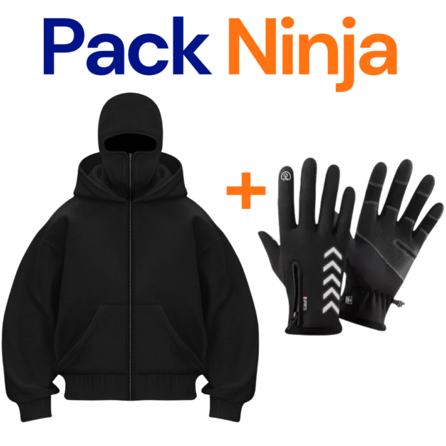 Pack Special | Veste Balaclava Ninja avec cagoule + Gants Thermique Screen touch