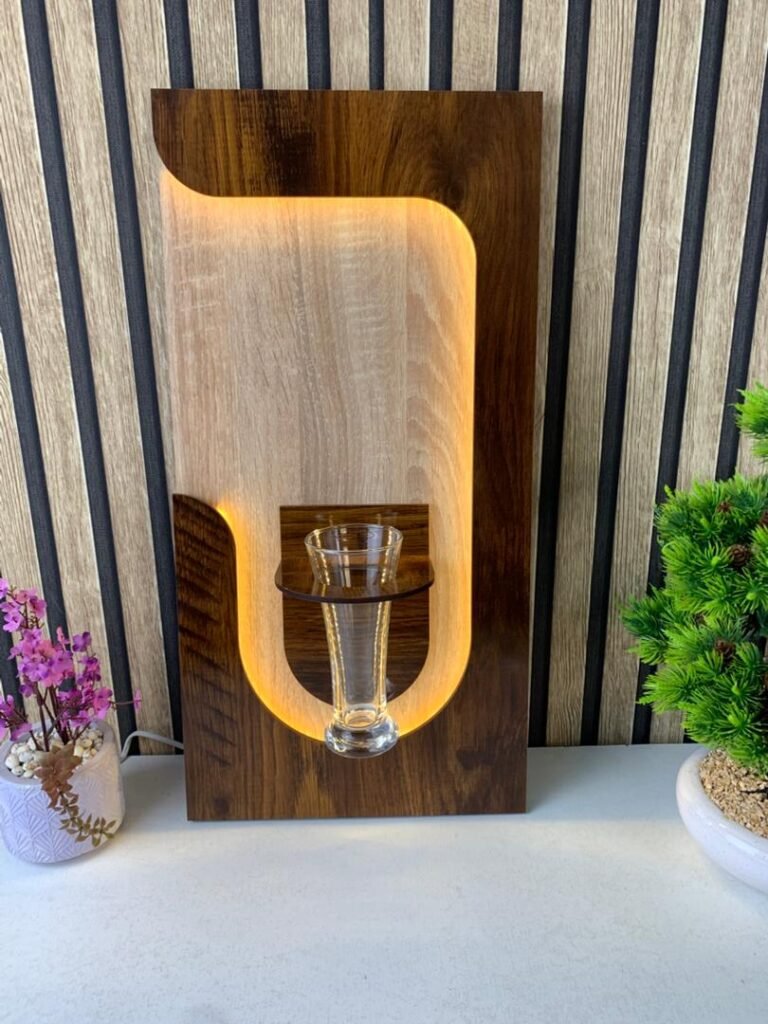 Panneau mural décoratif avec éclairage LED design moderne en bois V2 – L’élégance naturelle qui illumine vos murs