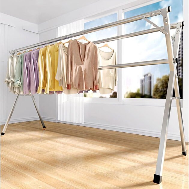 Séchoir à linge rétractable en acier inoxydable avec 20 crochets – Séchez malin, gagnez de la place !