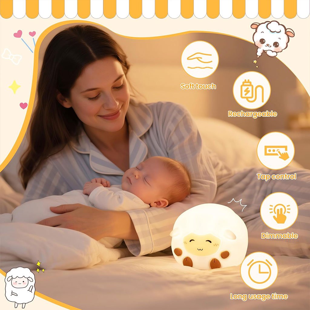 Veilleuse Mouton LED Souple et Rechargeable – Lampe Enfant en Silicone - الصورة 3